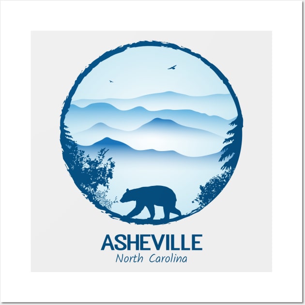 Asheville Blue Ridge Mountains - BLUE GREY 01 Wall Art by AVL Merch